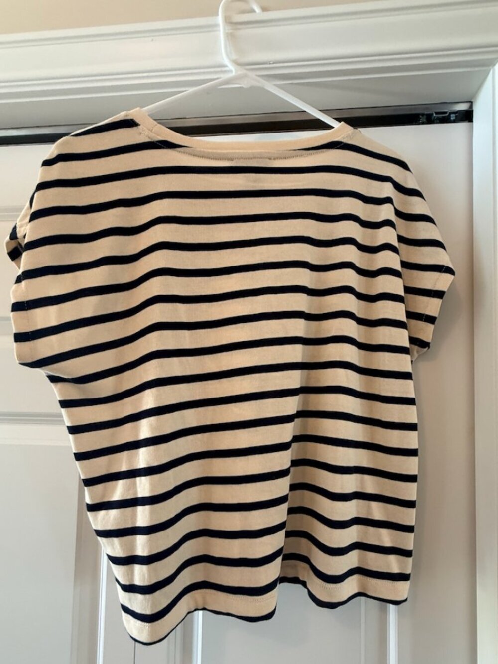 Martha Stewart Collection Navy Ivory Striped Crew Neck Top Size L - Picture 5 of 5